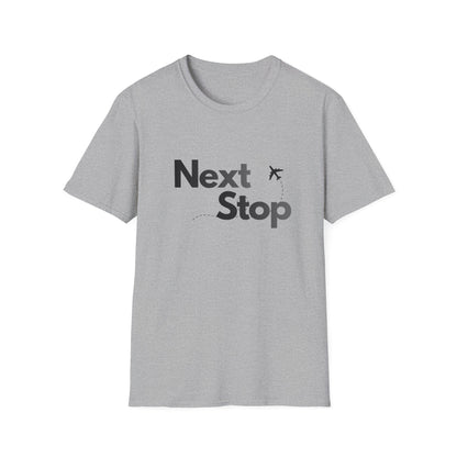 Next Stop Minimal Plane Black Graphic Tee for Travelers