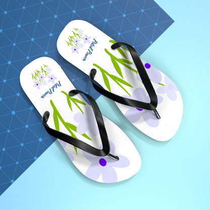 Floral Petal Power Flip Flops — Lavender Wildflower Beach Sandals