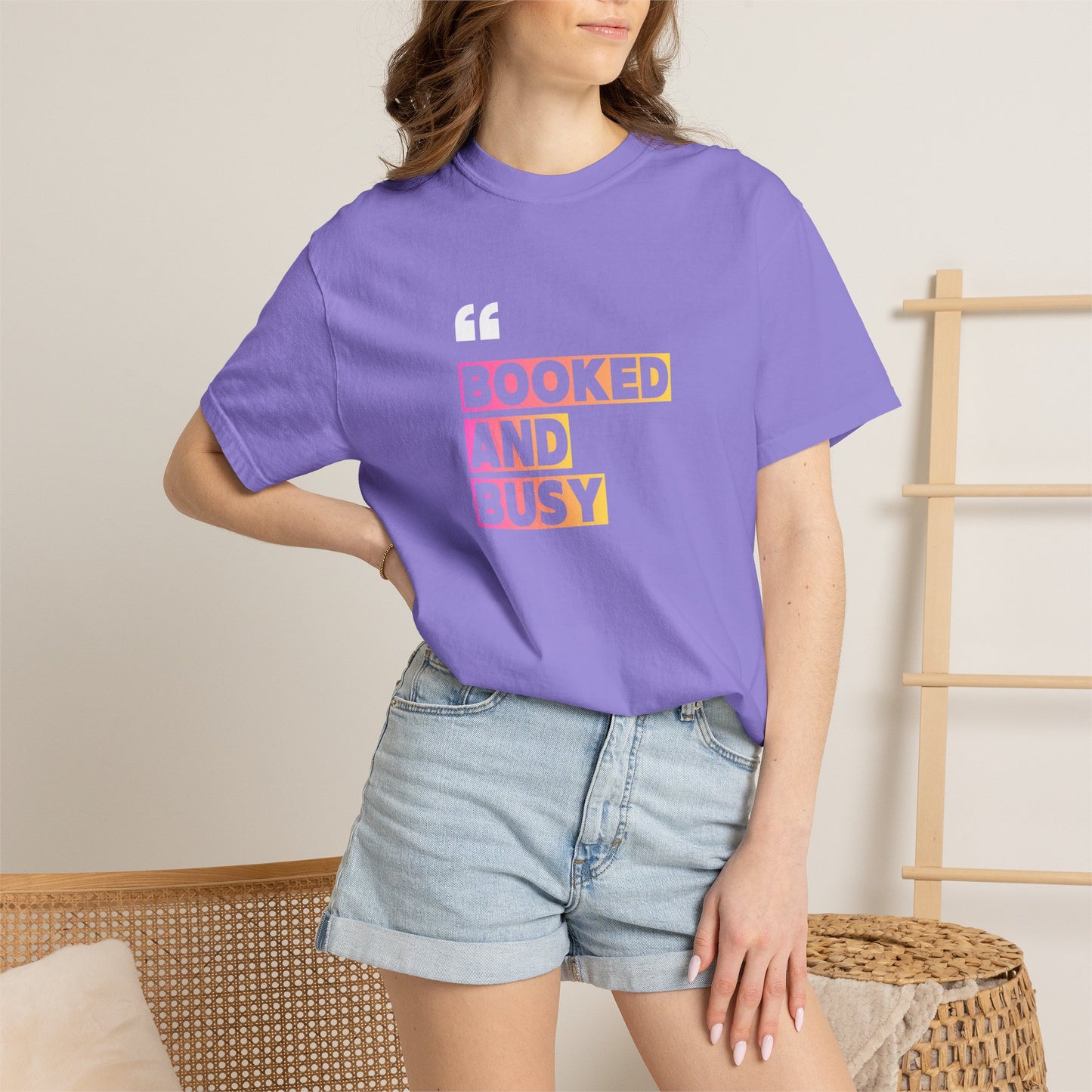 Booked and Busy Graphic Cotton Tee for Book Lovers