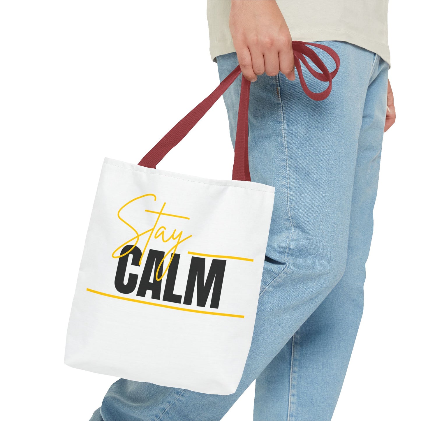 Stay Calm Tote Bag Motivational Printed Canvas Tote