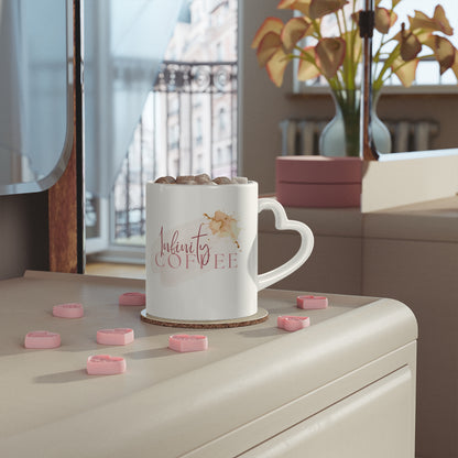 Heart-Shaped Romantic Watercolor "Infinity Coffee" Quote Gift Mug (11 oz)