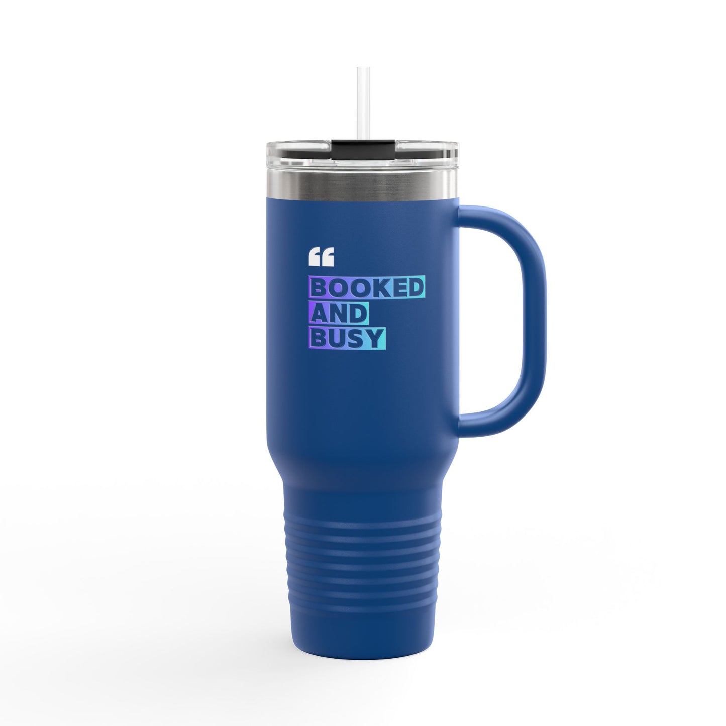 40oz Insulated Travel Mug - "Booked and Busy" Holographic Design