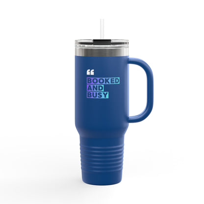 40oz Insulated Travel Mug - "Booked and Busy" Holographic Design