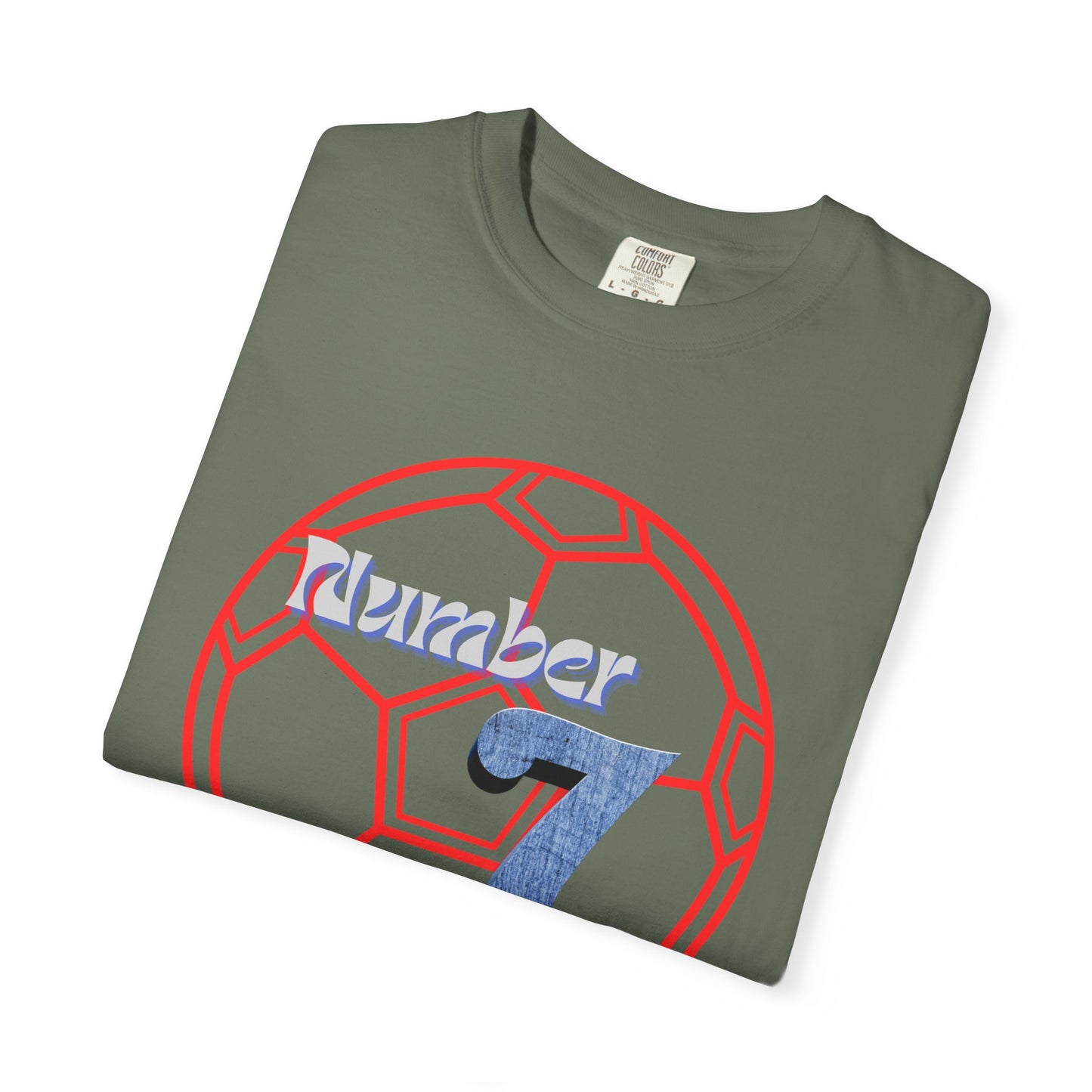 Soccer Number 7 Vintage Red Ball Graphic T-Shirt