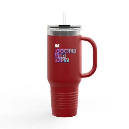 40oz Insulated Travel Mug - "Booked and Busy" Holographic Design