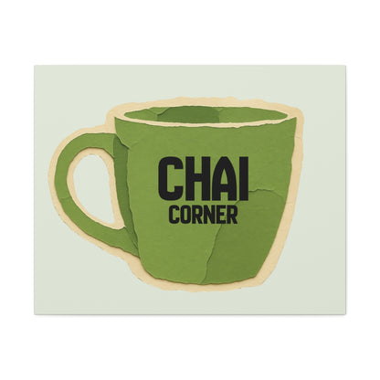 Chai Corner Canvas Art Green Wall Decor
