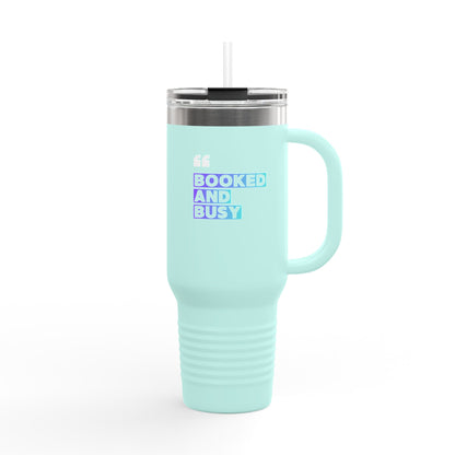 40oz Insulated Travel Mug - "Booked and Busy" Holographic Design