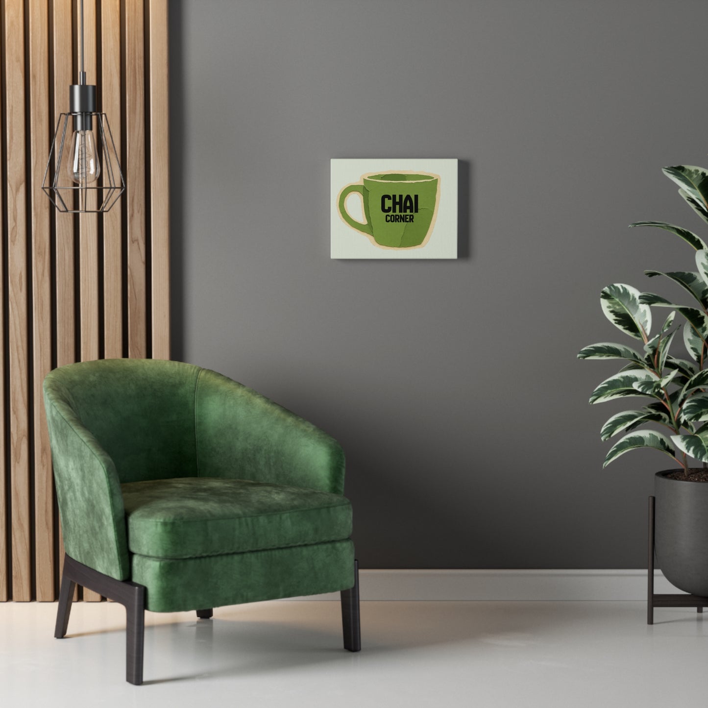 Chai Corner Canvas Art Green Wall Decor