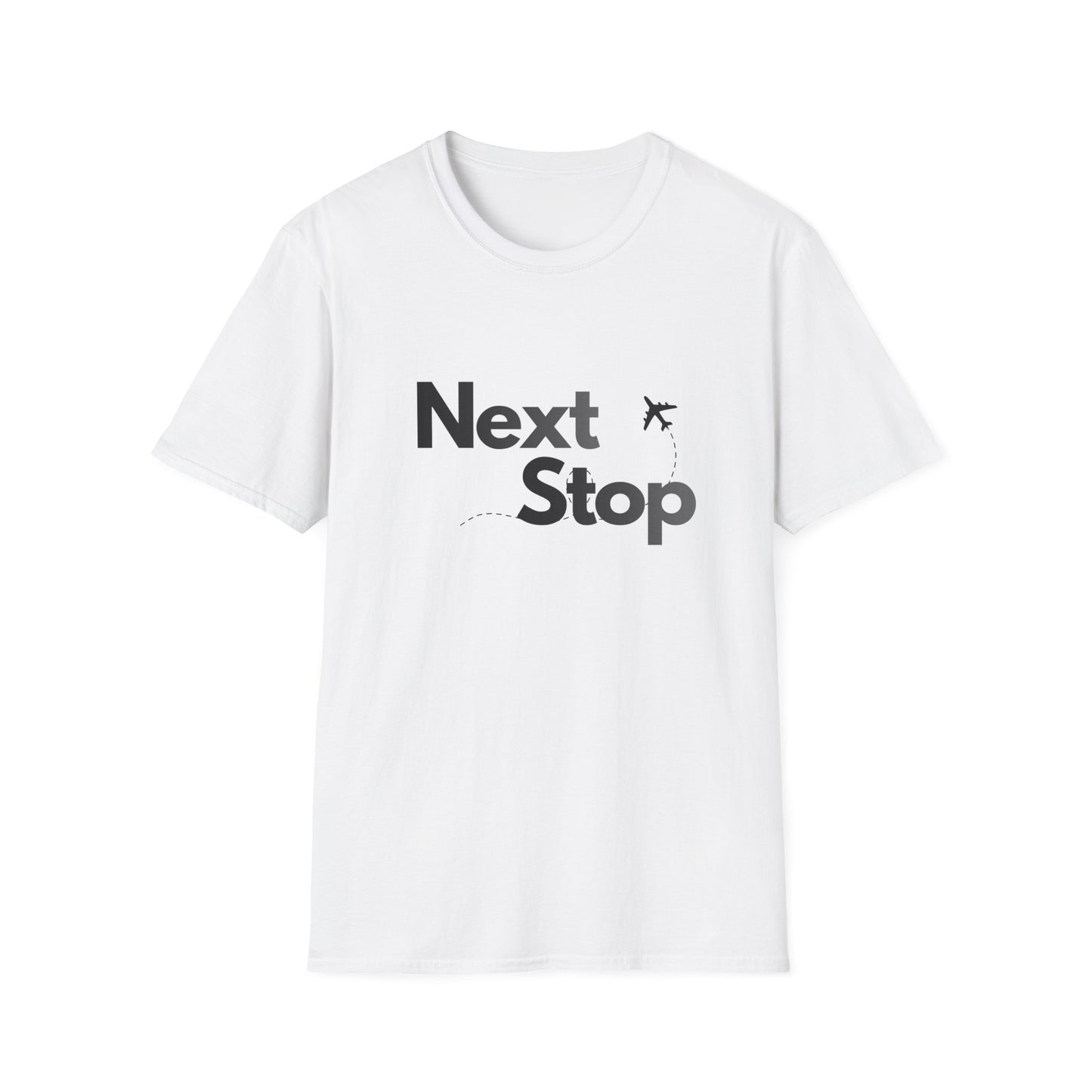 Next Stop Minimal Plane Black Graphic Tee for Travelers