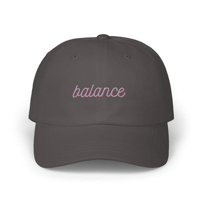"Balance" Pink Script Embroidered Hat