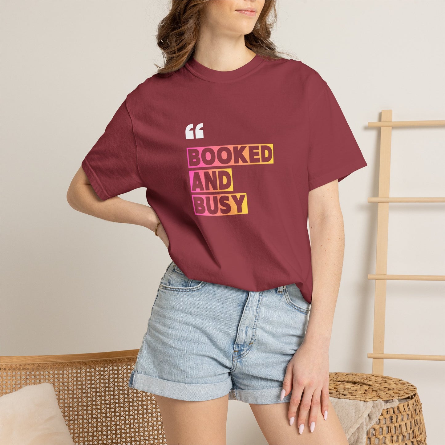 Booked and Busy Graphic Cotton Tee for Book Lovers