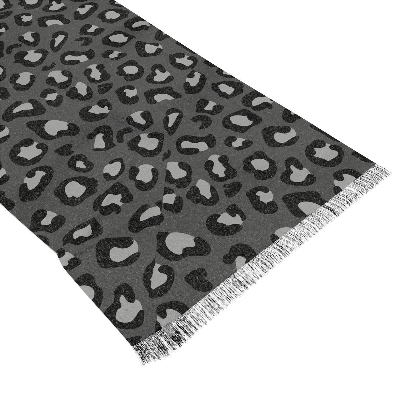 Lightweight Leopard Print Scarf — Gray Animal Print Fashion Scarf