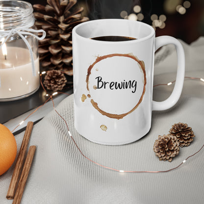 Brewing Coffee Ring Mug - Ceramic (11oz & 15oz)