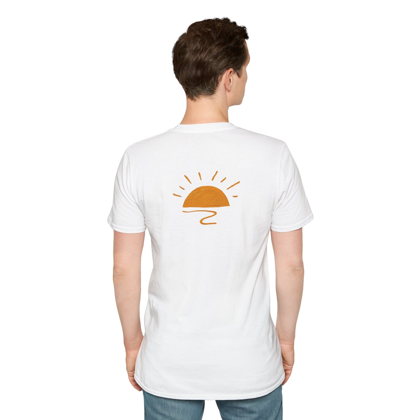 Living the Moment T-Shirt — Sun on the back, Beach Relaxed Tee
