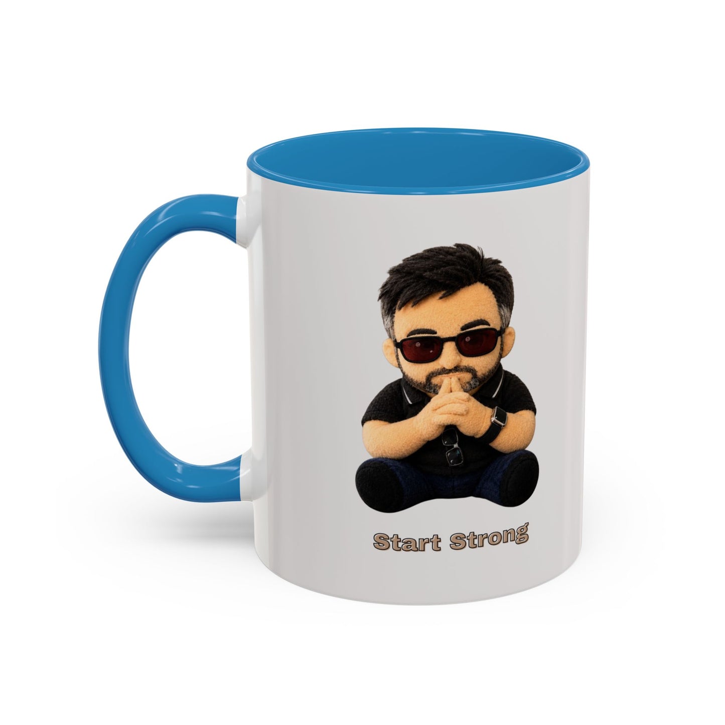 Accent Coffee Mug — 'Start Strong' Motivational Character Coffee Mug