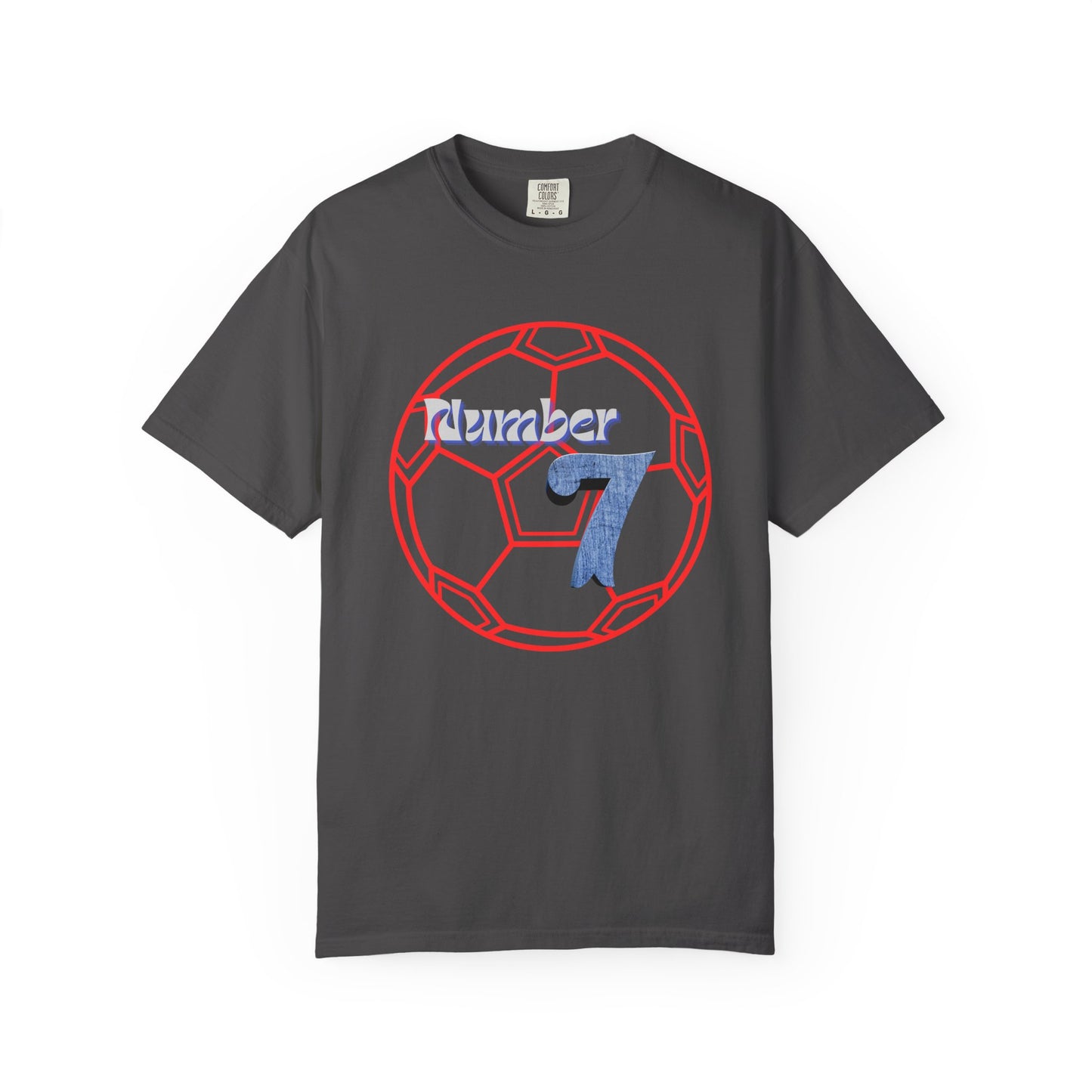 Soccer Number 7 Vintage Red Ball Graphic T-Shirt