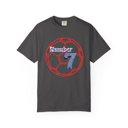 Soccer Number 7 Vintage Red Ball Graphic T-Shirt