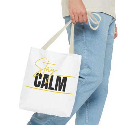 Stay Calm Tote Bag Motivational Printed Canvas Tote