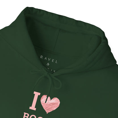 I  Love Books Hoodie — Pink Heart Book Lover Pullover