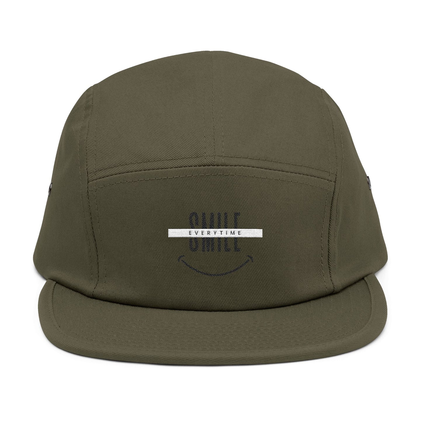 Embroidered "Smile" 5-Panel Cap