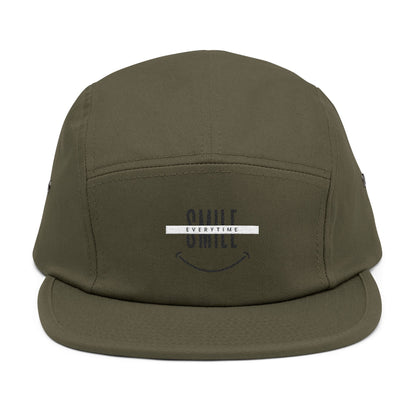 Embroidered "Smile" 5-Panel Cap