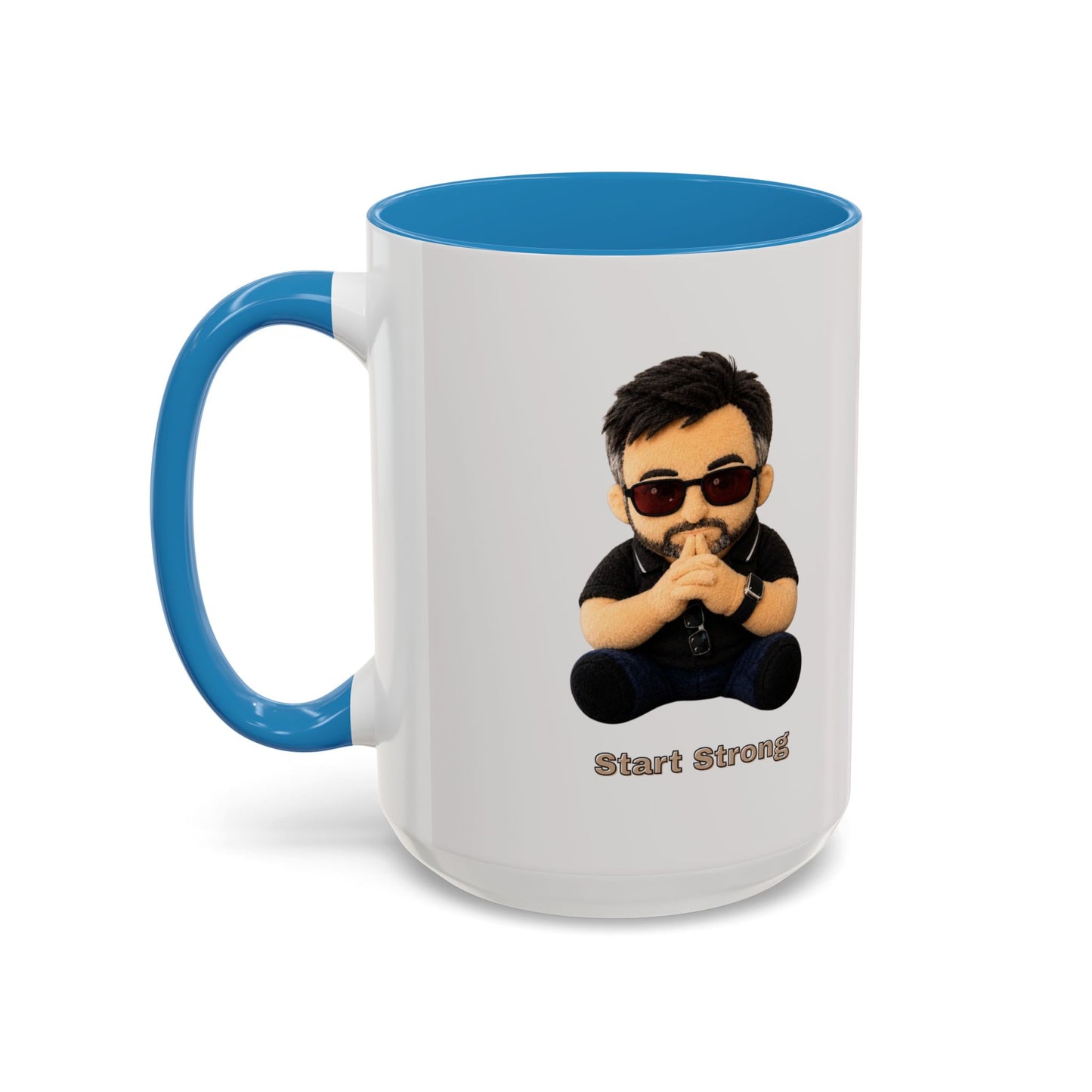 Accent Coffee Mug — 'Start Strong' Motivational Character Coffee Mug