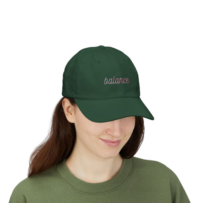 "Balance" Pink Script Embroidered Hat