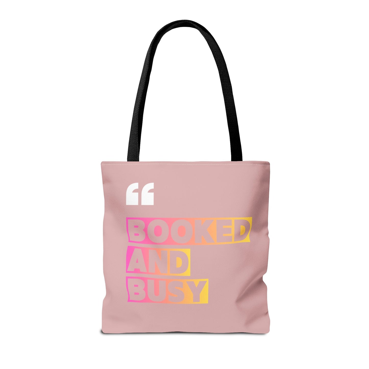 Booked and Busy Pink Tote Bag Cute Quote Book Lover Carryall