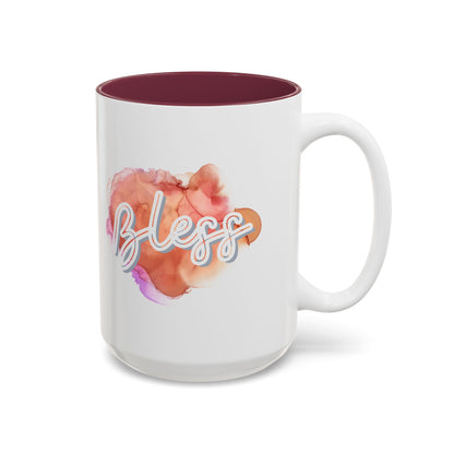 Bless Two-Tone Watercolor Accent Ceramic Coffee Mug (11oz/15oz)