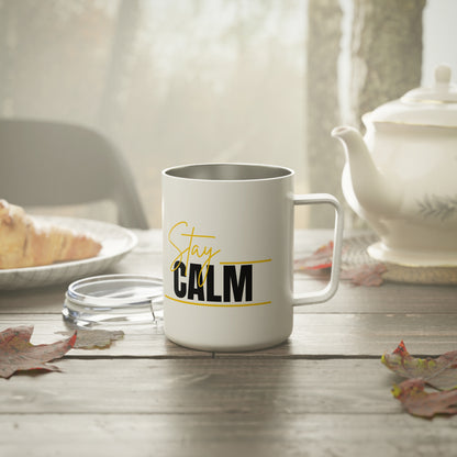 Stay Calm Travel Tumbler with Lid - Insulated Coffee Mug (10 oz.)