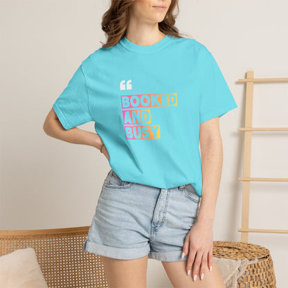 Booked and Busy Graphic Cotton Tee for Book Lovers