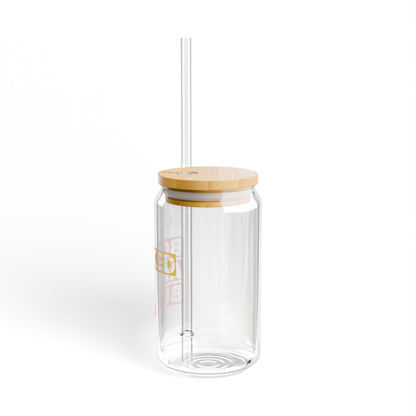 "Booked and Busy" Clear Drink Jar with Bamboo Lid & Reusable Straw