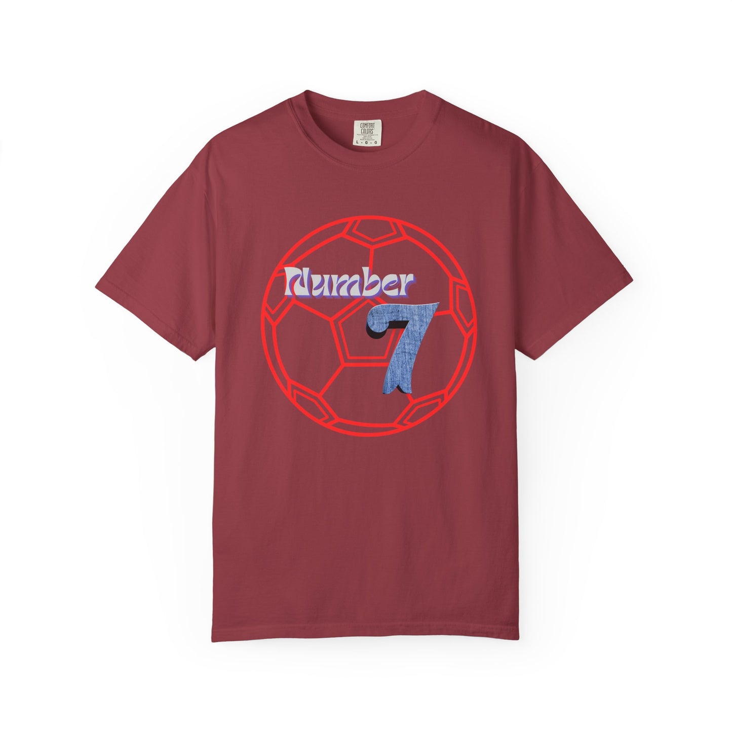 Soccer Number 7 Vintage Red Ball Graphic T-Shirt