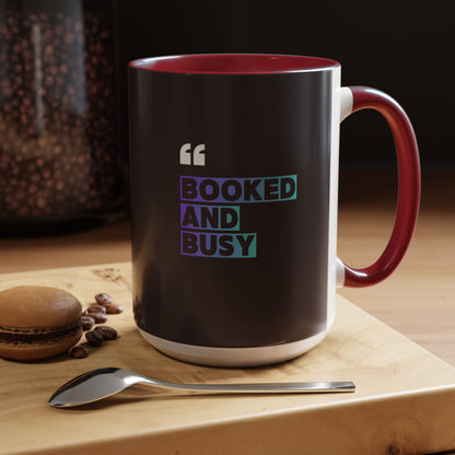 Booked and Busy Accent Coffee Mug — 11/15oz