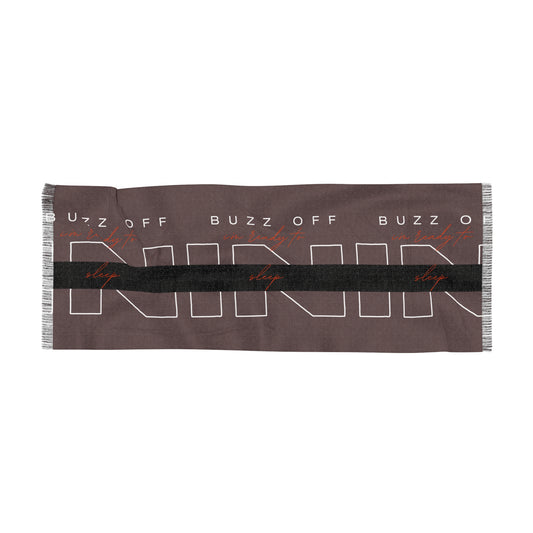 Buzz Off Knit Lightweight Graphic Fringe Scarf