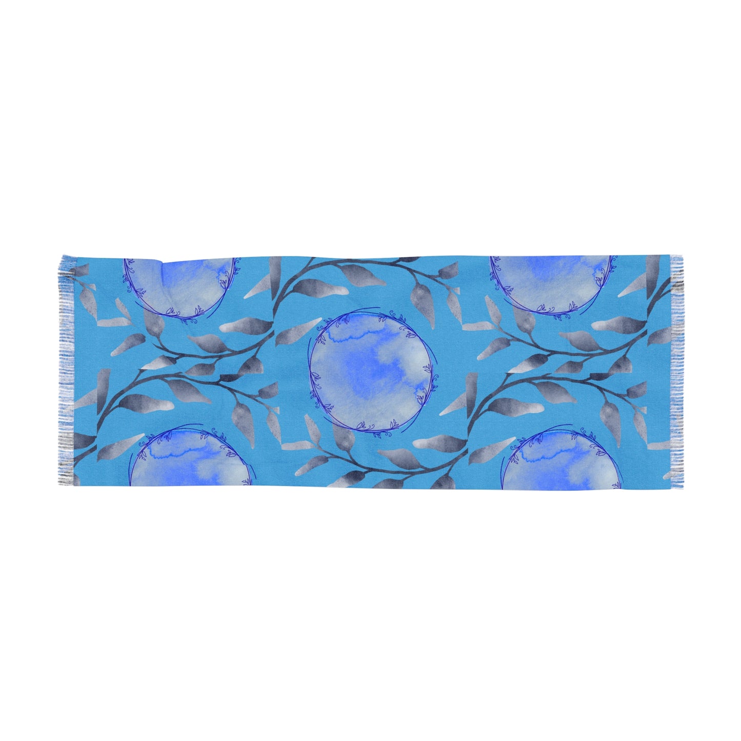 Blue Floral Lightweight Spring/Summer Wrap Scarf