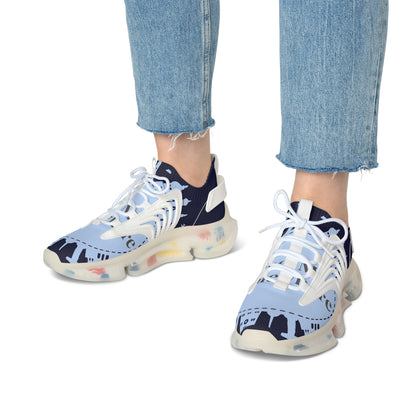 Women's Mesh Sneakers — Sky Blue Graphic Athletic Shoes