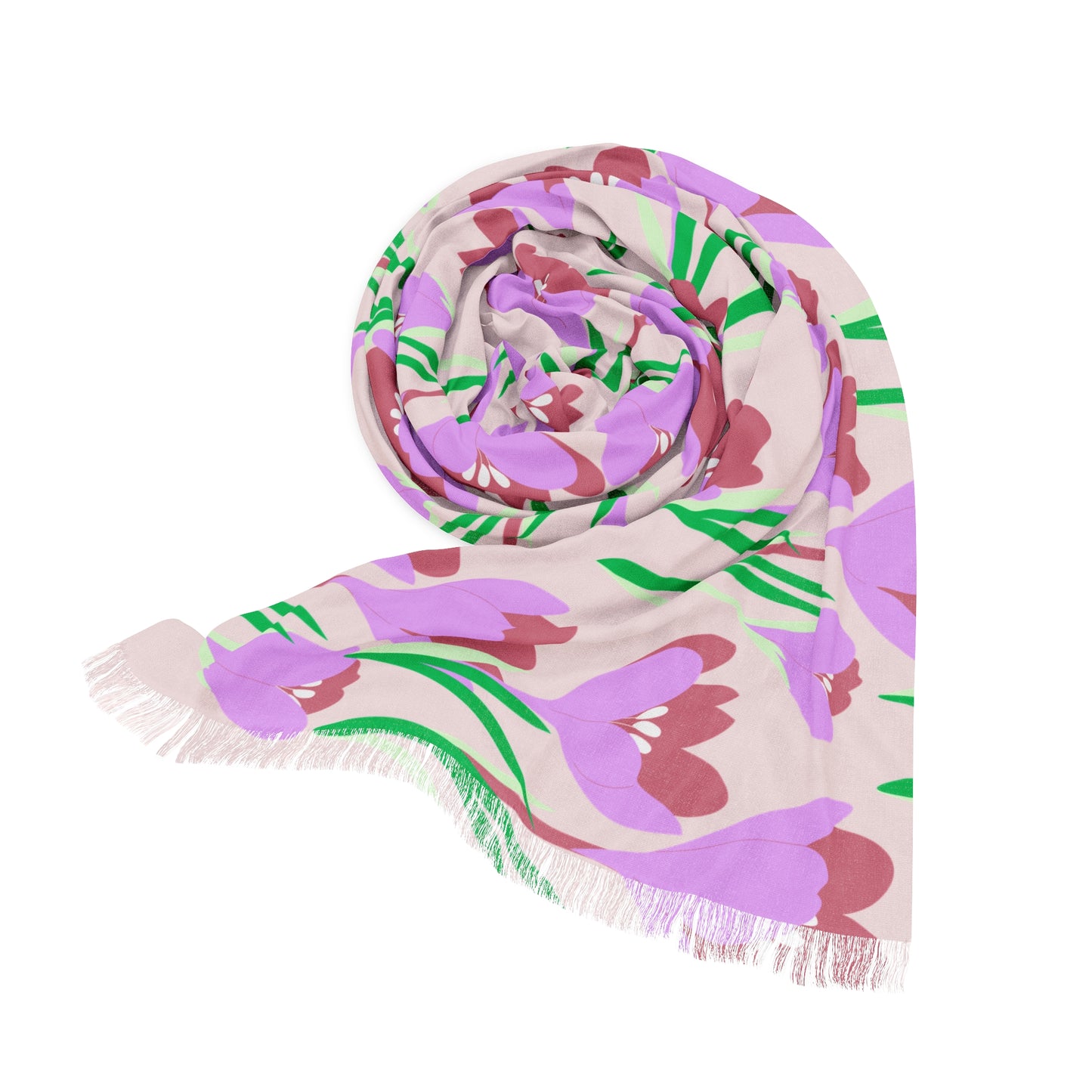Pastel Crocus Spring Lightweight Floral Wrap Scarf