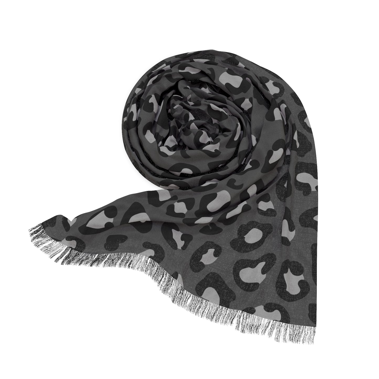 Lightweight Leopard Print Scarf — Gray Animal Print Fashion Scarf