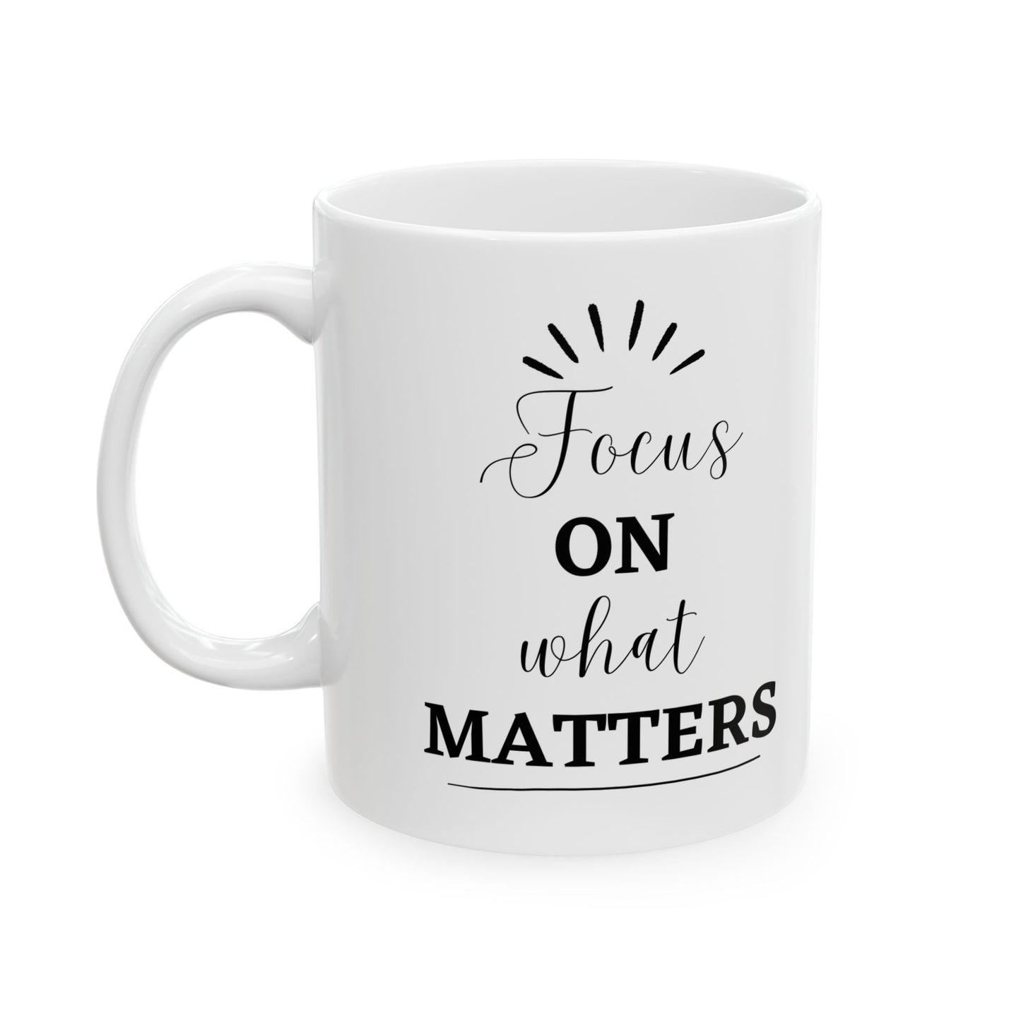 Focus on What matters Inspirational Ceramic Coffee Mug (11oz/15oz)