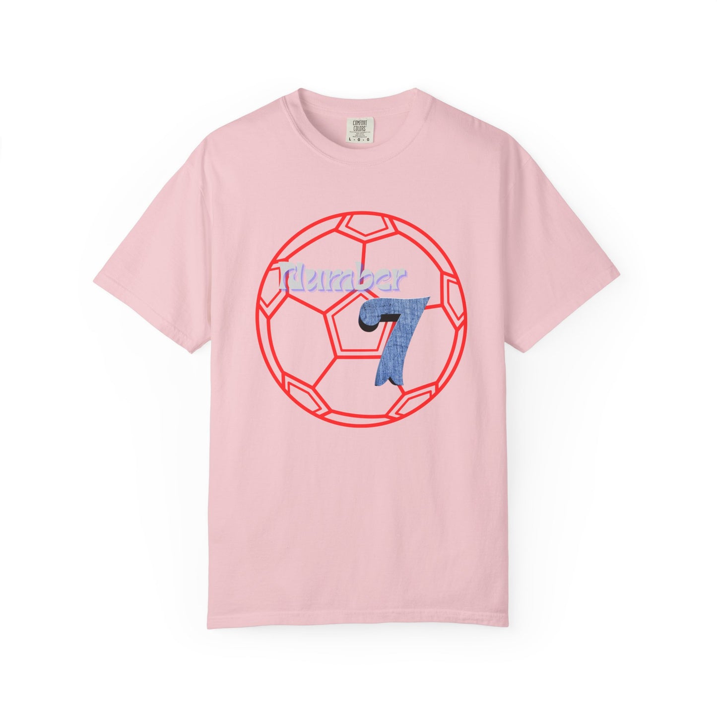 Soccer Number 7 Vintage Red Ball Graphic T-Shirt