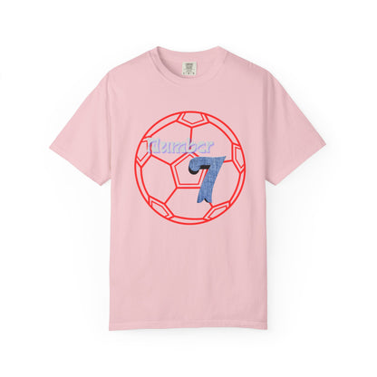 Soccer Number 7 Vintage Red Ball Graphic T-Shirt
