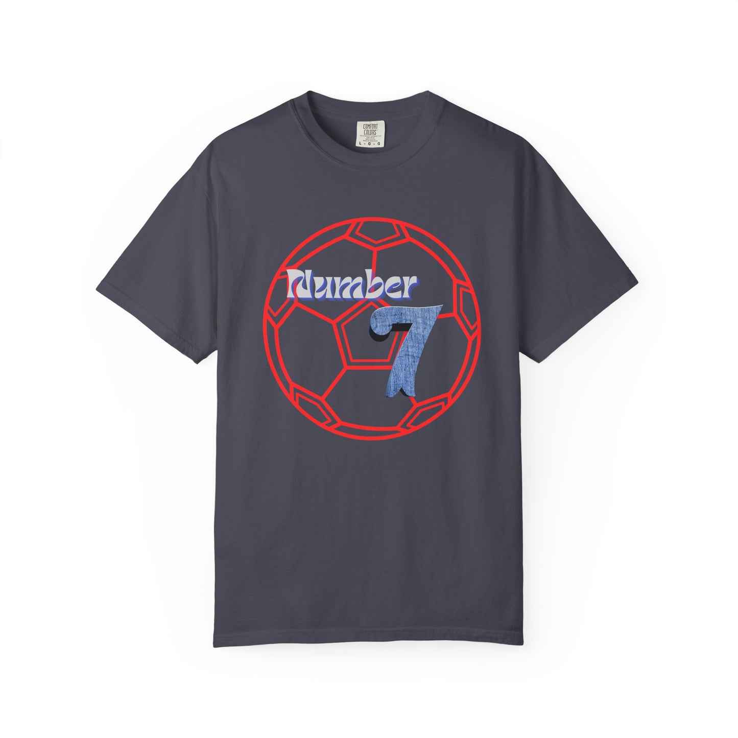 Soccer Number 7 Vintage Red Ball Graphic T-Shirt