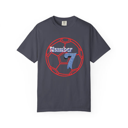 Soccer Number 7 Vintage Red Ball Graphic T-Shirt