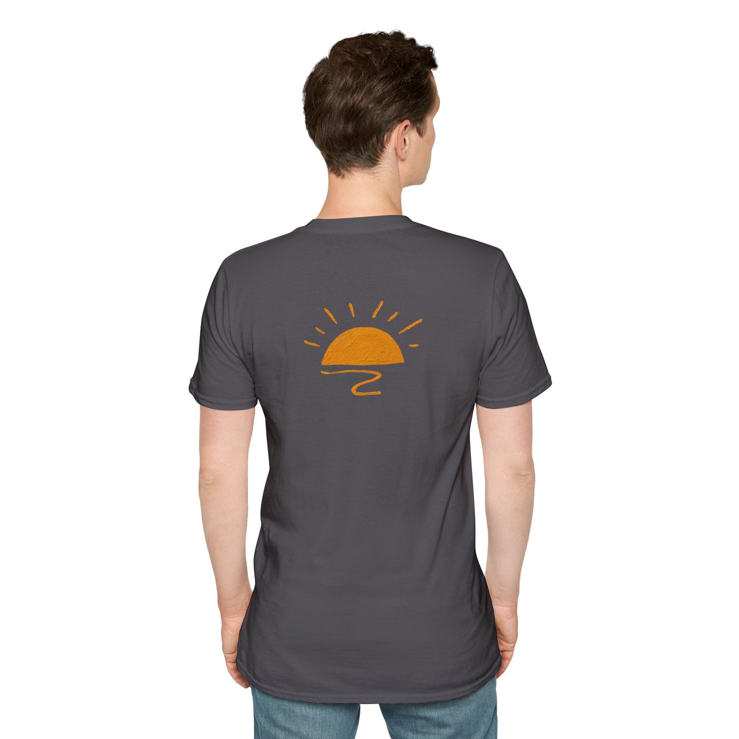Living the Moment T-Shirt — Sun on the back, Beach Relaxed Tee