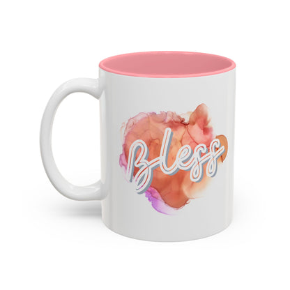 Bless Two-Tone Watercolor Accent Ceramic Coffee Mug (11oz/15oz)