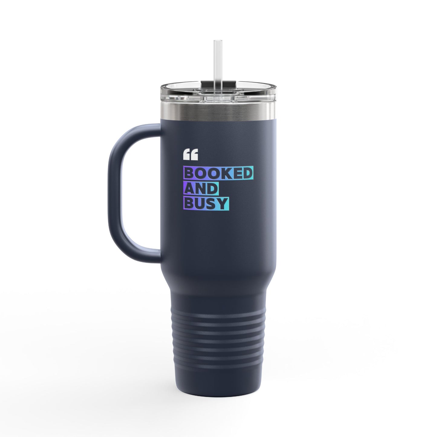 40oz Insulated Travel Mug - "Booked and Busy" Holographic Design
