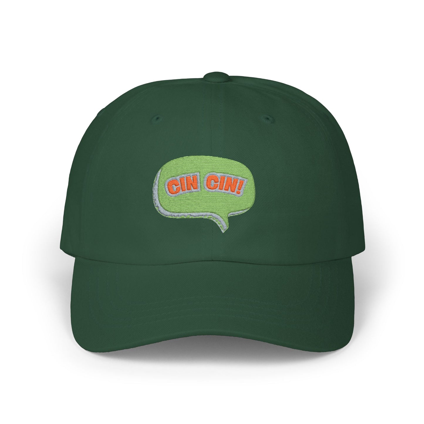 "Cin Cin" Green Speech Bubble Embroidered Patch Hat