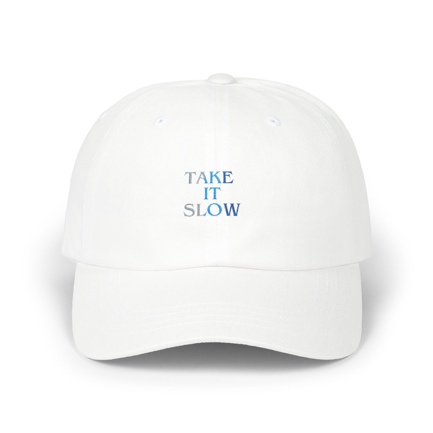 Take It Slow Relaxed White Baseball Hat