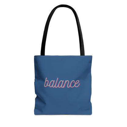 Blue Script ‘balance’ Canvas Tote for Everyday Mindfulness